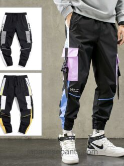 Ribbons Cyberwear Elastic Waist Colors Pocket Cargo Pants 1