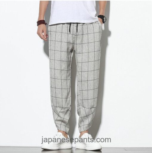 Checkered Pattern Comfortable Work Wear Harem Pants 9