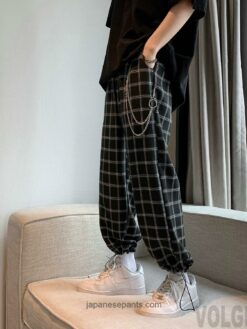 Classic Plaid With Chain Streetwear Tight End Pants 1