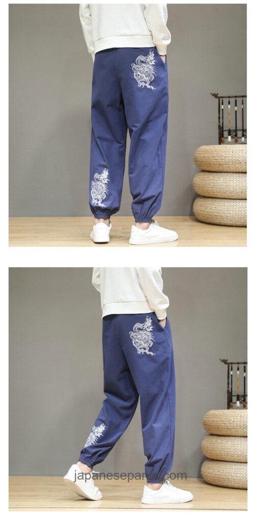 Traditional Japanese Dragon Asymmetrical Harem Pants 14