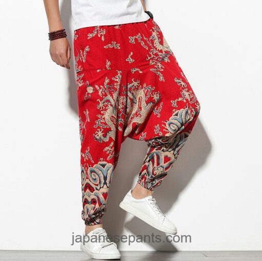 Streetwear Summer Dragon Printed Pattern Casual Harem Pants 11