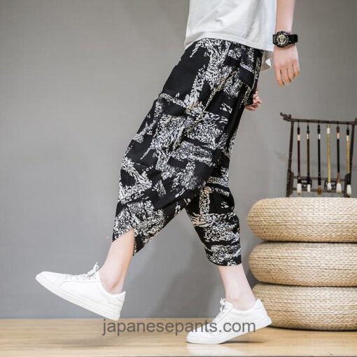 Japanese Pattern Cropped Harem Pants 4
