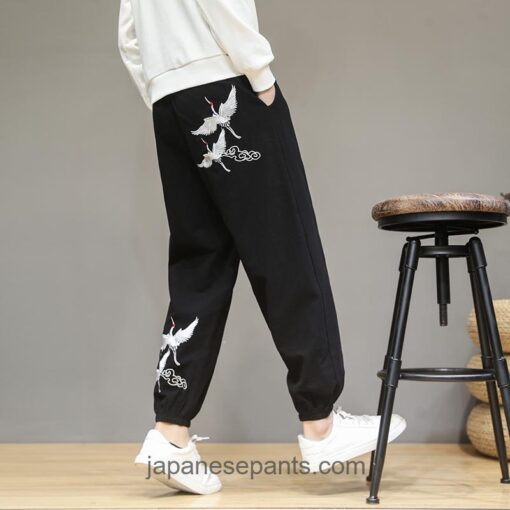 Flying Cranes Traditional Japanese Asymmetrical Harem Pants 5