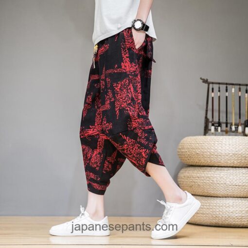 Japanese Pattern Cropped Harem Pants 1