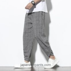 Checkered Pattern Comfortable Work Wear Harem Pants 1