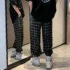Classic Plaid With Chain Streetwear Tight End Pants 4