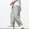 Checkered Pattern Comfortable Work Wear Harem Pants 10