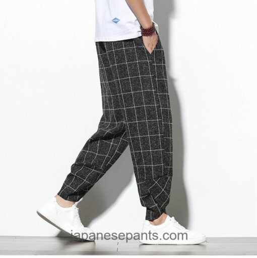Checkered Pattern Comfortable Work Wear Harem Pants 14