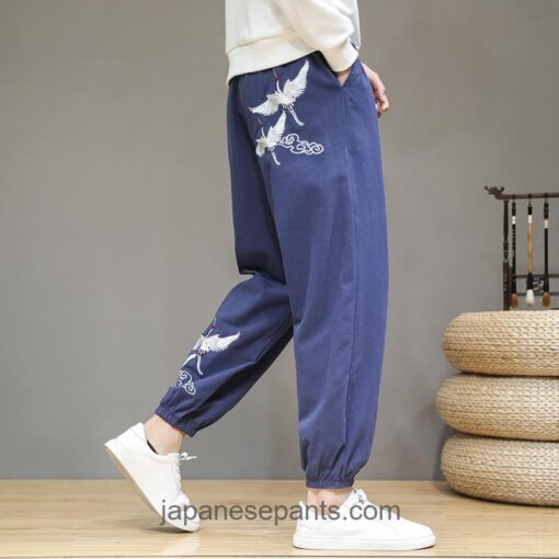 Flying Cranes Traditional Japanese Asymmetrical Harem Pants 4