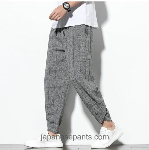 Checkered Pattern Comfortable Work Wear Harem Pants 11