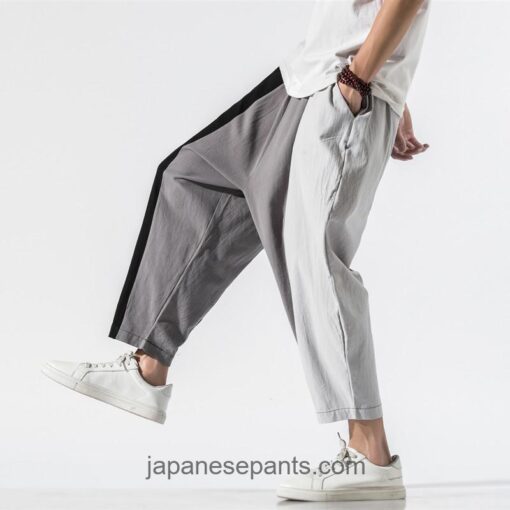 Patchwork Streetwear Cropped Harem Pants 3